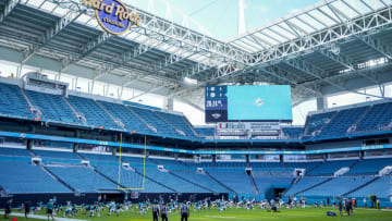 MIAMI GARDENS, FLORIDA - AUGUST 29: A general view of the stadium during Miami Dolphins training camp at Hard Rock Stadium on August 29, 2020 in Miami Gardens, Florida. (Photo by Mark Brown/Getty Images)