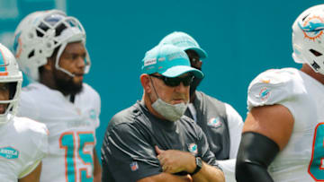 MIAMI GARDENS, FLORIDA - SEPTEMBER 20: Offensive coordinator Chan Gailey of the Miami Dolphins looks on prior to the game between the Miami Dolphins and the Buffalo Bills at Hard Rock Stadium on September 20, 2020 in Miami Gardens, Florida. (Photo by Michael Reaves/Getty Images)