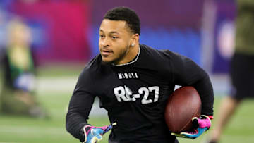 INDIANAPOLIS, INDIANA - MARCH 05: Deuce Vaughn of Kansas State participates in a drill during the NFL Combine at Lucas Oil Stadium on March 05, 2023 in Indianapolis, Indiana. (Photo by Stacy Revere/Getty Images)