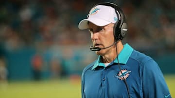 MIAMI GARDENS, FL - SEPTEMBER 03: Head coach Joe Philbin of the Miami Dolphins looks on during a preseason game against the Tampa Bay Buccaneers at Sun Life Stadium on September 3, 2015 in Miami Gardens, Florida. (Photo by Mike Ehrmann/Getty Images)