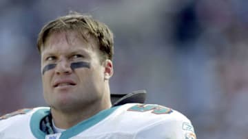 FOXBORO, MA - OCTOBER 10: Zach Thomas #54 of the Miami Dolphins stands on the sideline during a game against the New England Patriots on October 10, 2004 at Gillette Stadium in Foxboro, Massachusetts.(Photo by Rick Stewart/Getty Images)