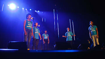 CHICAGO, IL - APRIL 28: Poetry troupe Louder Than A Bomb attends at WeDay in Illinois at Allstate Arena on April 28, 2016 in Chicago, Illinois. (Photo by Timothy Hiatt/Getty Images for Free The Children)