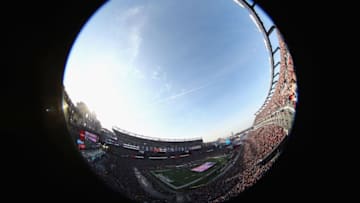 FOXBOROUGH, MA - JANUARY 21: A general view as the National anthem is performed before the AFC Championship Game between the New England Patriots and the Jacksonville Jaguars at Gillette Stadium on January 21, 2018 in Foxborough, Massachusetts. (Photo by Billie Weiss/Getty Images)
