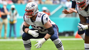 MIAMI, FL - DECEMBER 09: Joe Thuney #62 of the New England Patriots in action against the Miami Dolphins at Hard Rock Stadium on December 9, 2018 in Miami, Florida. (Photo by Mark Brown/Getty Images)