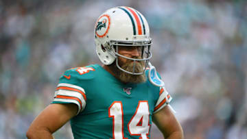 MIAMI, FLORIDA - DECEMBER 01: Ryan Fitzpatrick #14 of the Miami Dolphins looks on against the Philadelphia Eagles in the fourth quarter at Hard Rock Stadium on December 01, 2019 in Miami, Florida. (Photo by Mark Brown/Getty Images)