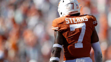 AUSTIN, TEXAS - NOVEMBER 07: Caden Sterns #7 of the Texas Longhorns walks on the field in the second half against the West Virginia Mountaineers at Darrell K Royal-Texas Memorial Stadium on November 07, 2020 in Austin, Texas. (Photo by Tim Warner/Getty Images)