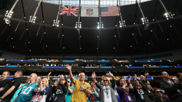 LONDON, ENGLAND - OCTOBER 17: A general view during the NFL London 2021 match between Miami Dolphins and Jacksonville Jaguars at Tottenham Hotspur Stadium on October 17, 2021 in London, England. (Photo by Alex Pantling/Getty Images)