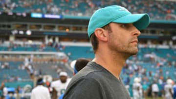 MIAMI, FL - OCTOBER 21: Head coach Adam Gase of the Miami Dolphins walks on the field after the game against the Detroit Lions at Hard Rock Stadium on October 21, 2018 in Miami, Florida. (Photo by Mark Brown/Getty Images)
