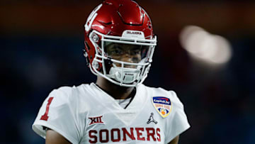 MIAMI, FL - DECEMBER 29: Kyler Murray #1 of the Oklahoma Sooners looks on prior to the game against the Alabama Crimson Tide during the College Football Playoff Semifinal at the Capital One Orange Bowl at Hard Rock Stadium on December 29, 2018 in Miami, Florida. (Photo by Michael Reaves/Getty Images)