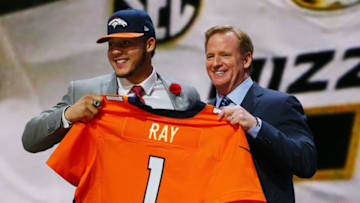 Apr 30, 2015; Chicago, IL, USA; Shane Ray (Missouri) poses with NFL commissioner Roger Goodell after being selected as the number twenty-three overall pick in the first round of the 2015 NFL Draft at the Auditorium Theatre of Roosevelt University. Mandatory Credit: Dennis Wierzbicki-USA TODAY Sports