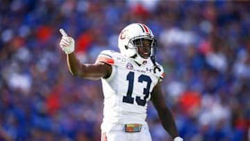 GAINESVILLE, FLORIDA - OCTOBER 05: Javaris Davis #13 of the Auburn Tigers looks on during the third quarter of a game against the Florida Gators at Ben Hill Griffin Stadium on October 05, 2019 in Gainesville, Florida. (Photo by James Gilbert/Getty Images)