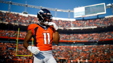 DENVER, CO - DECEMBER 29: Wide receiver Diontae Spencer #11 of the Denver Broncos stands on the field before the game Oakland Raiders at Empower Field at Mile High on December 29, 2019 in Denver, Colorado. The Broncos defeated the Raiders 16-15. (Photo by Justin Edmonds/Getty Images)