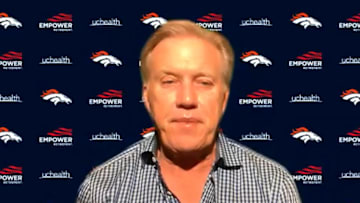 UNSPECIFIED LOCATION - APRIL 23: (EDITORIAL USE ONLY) In this still image from video provided by the Denver Broncos, General Manager John Elway speaks via teleconference during the first round of the 2020 NFL Draft on April 23, 2020. (Photo by Getty Images/Getty Images)