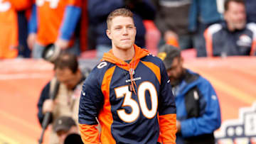 DENVER, CO - JANUARY 24: College football player Christian McCaffrey of the Stanford Cardinal looks on from the sideline in the AFC Championship game between the New England Patriots and the Denver Broncos at Sports Authority Field at Mile High on January 24, 2016 in Denver, Colorado. (Photo by Christian Petersen/Getty Images)