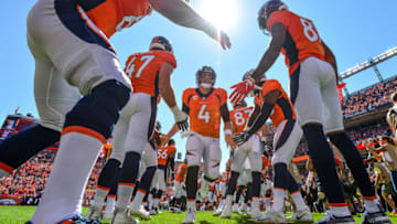 DENVER, CO - SEPTEMBER 9: Quarterback Case Keenum #4 of the Denver Broncos runs onto the field during player introductions before a game against the Seattle Seahawks at Broncos Stadium at Mile High on September 9, 2018 in Denver, Colorado. (Photo by Dustin Bradford/Getty Images)