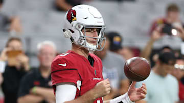 GLENDALE, AZ - SEPTEMBER 30: Quarterback Josh Rosen #3 of the Arizona Cardinals warms up before the game against the Seattle Seahawks at State Farm Stadium on September 30, 2018 in Glendale, Arizona. (Photo by Ralph Freso/Getty Images)