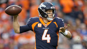 DENVER, CO - OCTOBER 01: Quarterback Case Keenum #4 of the Denver Broncos throws against the Kansas City Chiefs at Broncos Stadium at Mile High on October 1, 2018 in Denver, Colorado. (Photo by Matthew Stockman/Getty Images)
