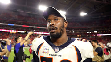 GLENDALE, AZ - OCTOBER 18: Linebacker Von Miller #58 of the Denver Broncos walks off the field after the Broncos beat the Arizona Cardinals 45-10 at State Farm Stadium on October 18, 2018 in Glendale, Arizona. (Photo by Christian Petersen/Getty Images)