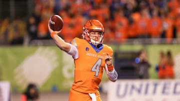 BOISE, ID - OCTOBER 19: Quarterback Brett Rypien #4 of the Boise State Broncos pass the ball during second half action against the Colorado State Rams on October 19, 2018 at Albertsons Stadium in Boise, Idaho. Boise State won the game 56-28. (Photo by Loren Orr/Getty Images)