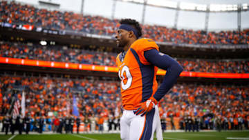 DENVER, CO - NOVEMBER 4: Wide receiver Emmanuel Sanders #10 of the Denver Broncos stands on the sideline before a game against the Houston Texans at Broncos Stadium at Mile High on November 4, 2018 in Denver, Colorado. (Photo by Justin Edmonds/Getty Images)