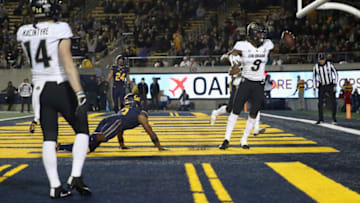 BERKELEY, CA - NOVEMBER 24: Juwann Winfree #9 of the Colorado Buffaloes catches a touchdown pass against the California Golden Bears at California Memorial Stadium on November 24, 2018 in Berkeley, California. (Photo by Ezra Shaw/Getty Images)