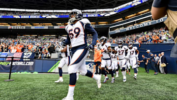 SEATTLE, WASHINGTON - AUGUST 08: Malik Reed #59 of the Denver Broncos runs onto the field before the preseason game against the Seattle Seahawks at CenturyLink Field on August 08, 2019 in Seattle, Washington. (Photo by Alika Jenner/Getty Images)