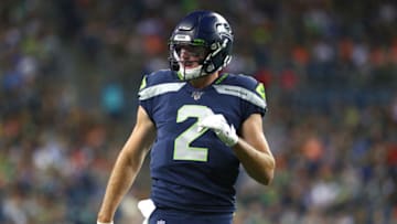 SEATTLE, WASHINGTON - AUGUST 08: Paxton Lynch #2 of the Seattle Seahawks looks on against the Denver Broncos in the third quarter during their preseason game at CenturyLink Field on August 08, 2019 in Seattle, Washington. (Photo by Abbie Parr/Getty Images)