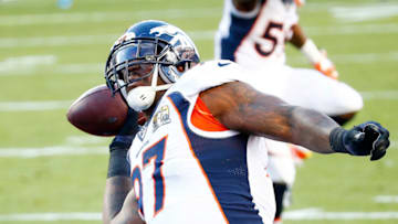 SANTA CLARA, CA - FEBRUARY 07: Malik Jackson #97 of the Denver Broncos celebrates after recovering a fumble for a touchdown in the first quarter against the Carolina Panthers during Super Bowl 50 at Levi's Stadium on February 7, 2016 in Santa Clara, California. (Photo by Al Bello/Getty Images)
