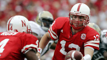 LINCOLN, NE - SEPTEMBER 17: Quarterback Zac Taylor #13 of the Nebraska Cornhuskers hands the ball off against the Pittsburgh Panthers on September 17, 2005 at Memorial Stadium in Lincoln, Nebraska. Nebraska won 7-6. (Photo by Brian Bahr/Getty Images)