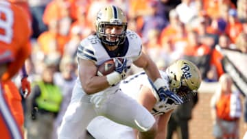 CLEMSON, SC - NOVEMBER 12: George Aston #35 of the Pittsburgh Panthers rushes for a touchdown during the game against the Clemson Tigers at Memorial Stadium on November 12, 2016 in Clemson, South Carolina. (Photo by Tyler Smith/Getty Images)