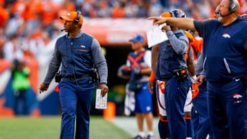 DENVER, CO - SEPTEMBER 17: Head coach Vance Joseph walks along the sideline during the second quarter of a game against the Dallas Cowboys of the Denver Broncos at Sports Authority Field at Mile High on September 17, 2017 in Denver, Colorado. (Photo by Justin Edmonds/Getty Images)