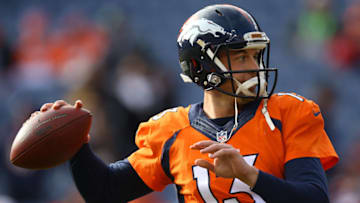 DENVER, CO - JANUARY 1: Quarterback Trevor Siemian #13 of the Denver Broncos warms up before the game against the Oakland Raiders at Sports Authority Field at Mile High on January 1, 2017 in Denver, Colorado. (Photo by Justin Edmonds/Getty Images)