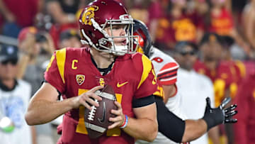 LOS ANGELES, CA - OCTOBER 14: Quarterback Sam Darnold