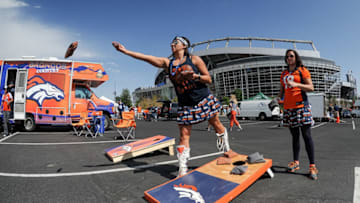 DENVER, CO - SEPTEMBER 17: Denver Broncos fans play a game before the Denver Broncos play against the Dallas Cowboys at Sports Authority Field at Mile High on September 17, 2017 in Denver, Colorado. (Photo by Dustin Bradford/Getty Images)