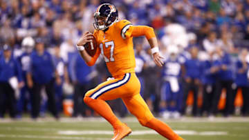 INDIANAPOLIS, IN - DECEMBER 14: Brock Osweiler #17 of the Denver Broncos runs for a touchdown against the Indianapolis Colts during the first half at Lucas Oil Stadium on December 14, 2017 in Indianapolis, Indiana. (Photo by Andy Lyons/Getty Images)