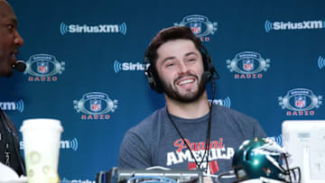 MINNEAPOLIS, MN - FEBRUARY 02: Collegiate football player Baker Mayfield of the Oklahoma Sooners attends SiriusXM at Super Bowl LII Radio Row at the Mall of America on February 2, 2018 in Bloomington, Minnesota. (Photo by Cindy Ord/Getty Images for SiriusXM)
