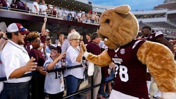 STARKVILLE, MS - OCTOBER 21: Mississippi State Bulldogs mascot Bully greets fans after an NCAA football game against the Kentucky Wildcats at Davis Wade Stadium on October 21, 2017 in Starkville, Mississippi. (Photo by Butch Dill/Getty Images)