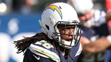 CARSON, CA - DECEMBER 31: Melvin Gordon #28 of the Los Angeles Chargers runs with the ball during the first half of the game against the Oakland Raiders at StubHub Center on December 31, 2017 in Carson, California. (Photo by Stephen Dunn/Getty Images)