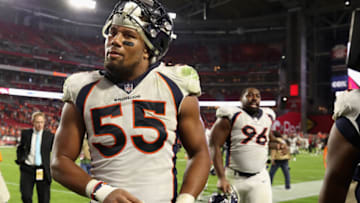 GLENDALE, AZ - OCTOBER 18: Linebacker Bradley Chubb #55 of the Denver Broncos walks off the field following the NFL game against the Arizona Cardinals at State Farm Stadium on October 18, 2018 in Glendale, Arizona. The Broncoes defeated the Cardinals 45-10. (Photo by Christian Petersen/Getty Images)