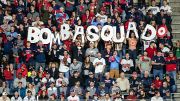 Minnesota Twins fans with a Bomba Squad sign (Photo by Brace Hemmelgarn/Minnesota Twins/Getty Images)