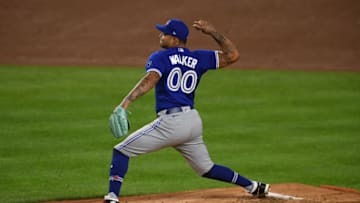 Taijuan Walker of the Toronto Blue Jays pitches during the first inning. (Photo by Sarah Stier/Getty Images)