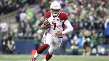 SEATTLE, WASHINGTON - DECEMBER 22: Brett Hundley #7 of the Arizona Cardinals runs with the ball in the third quarter against the Seattle Seahawks during their game at CenturyLink Field on December 22, 2019 in Seattle, Washington. (Photo by Abbie Parr/Getty Images)
