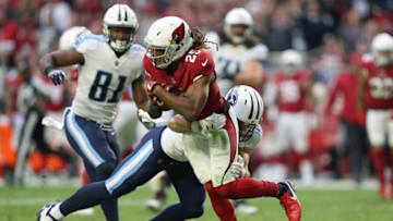 GLENDALE, AZ - DECEMBER 10: Tramon Williams GLENDALE, AZ - DECEMBER 10: Tramon Williams #25 of the Arizona Cardinals runs with the football after an interception against the Tennessee Titans in the second half at University of Phoenix Stadium on December 10, 2017 in Glendale, Arizona. (Photo by Christian Petersen/Getty Images)