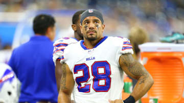 DETROIT, MI - AUGUST 23: Kurt Coleman #28 of the Buffalo Bills looks on during the preseason game against the Detroit Lions at Ford Field on August 23, 2019 in Detroit, Michigan. (Photo by Rey Del Rio/Getty Images)