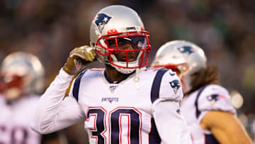 PHILADELPHIA, PA - NOVEMBER 17: Jason McCourty #30 of the New England Patriots looks on against the Philadelphia Eagles at Lincoln Financial Field on November 17, 2019 in Philadelphia, Pennsylvania. (Photo by Mitchell Leff/Getty Images)
