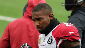 EAST RUTHERFORD, NEW JERSEY - OCTOBER 11: Patrick Peterson #21 of the Arizona Cardinals follows the action against the New York Jets at MetLife Stadium on October 11, 2020 in East Rutherford, New Jersey. Arizona Cardinals defeated the New York Jets 30-10. (Photo by Al Pereira/Getty Images)