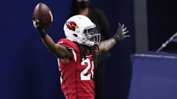 ARLINGTON, TEXAS - OCTOBER 19: Dre Kirkpatrick #20 of the Arizona Cardinals celebrates a fumble recovery against the Dallas Cowboys at AT&T Stadium on October 19, 2020, in Arlington, Texas. (Photo by Ronald Martinez/Getty Images)