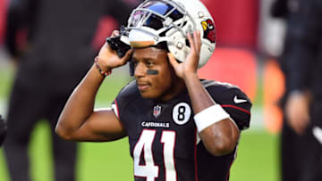 GLENDALE, ARIZONA - OCTOBER 25: Kenyan Drake #41 of the Arizona Cardinals warms up prior to a game against the Seattle Seahawks at State Farm Stadium on October 25, 2020 in Glendale, Arizona. (Photo by Norm Hall/Getty Images)