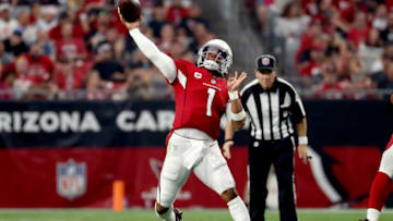 GLENDALE, ARIZONA - OCTOBER 24: Kyler Murray #1 of the Arizona Cardinals throws a pass in the second quarter against the Houston Texans in the game at State Farm Stadium on October 24, 2021 in Glendale, Arizona. (Photo by Chris Coduto/Getty Images)
