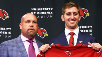 Arizona Cardinals head coach Steve Wilks, general manager Steve Keim and team president Michael Bidwill (right) introduces their first-round draft pick, UCLA quarterback Josh Rosen on Apr. 27, 2018 at the Arizona Cardinals Training Facility in Tempe, Ariz. (Via OlyDrop)XXX RS_48287.JPG USA AZArizona Cardinals head coach Steve Wilks, general manager Steve Keim and team president Michael Bidwill (right) introduces their first-round draft pick, UCLA quarterback Josh Rosen on Apr. 27, 2018 at the Arizona Cardinals Training Facility in Tempe, Ariz. (Via OlyDrop)